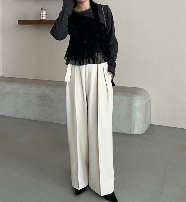  「【yuu企画】【サイズ展開あり】アシメウエストパンツ」|チノ|