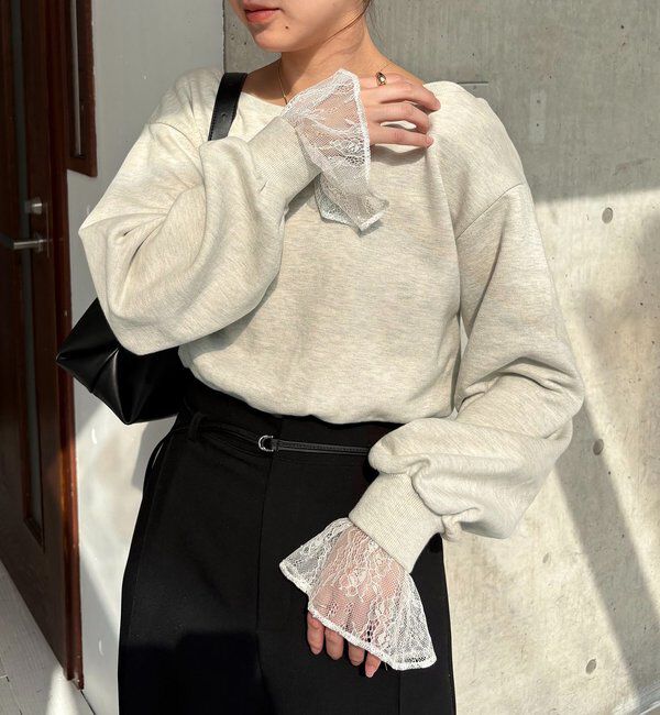  「【前後2WAY】カシュクール袖レーススウェット」|Tシャツ・カットソー|