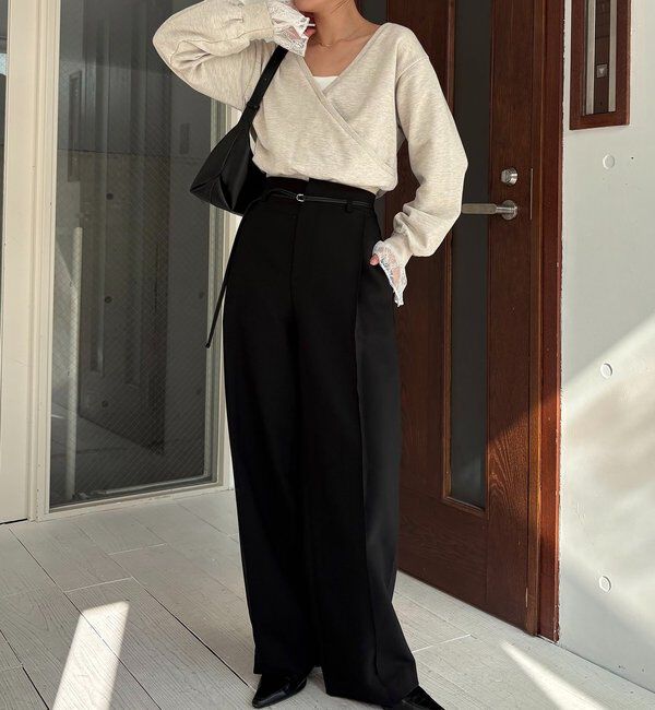  「【前後2WAY】カシュクール袖レーススウェット」|Tシャツ・カットソー|