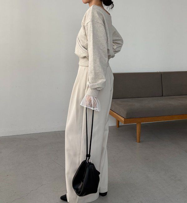  「【前後2WAY】カシュクール袖レーススウェット」|Tシャツ・カットソー|