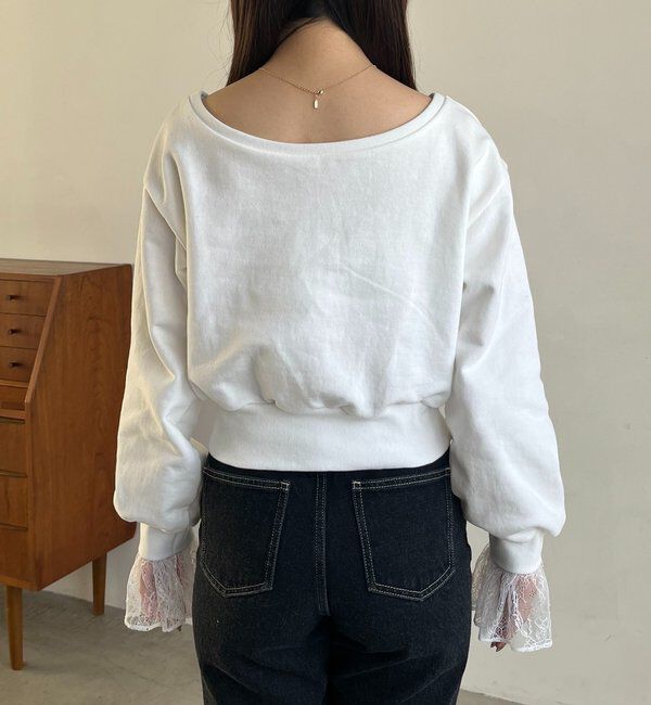 「【前後2WAY】カシュクール袖レーススウェット」|Tシャツ・カットソー|