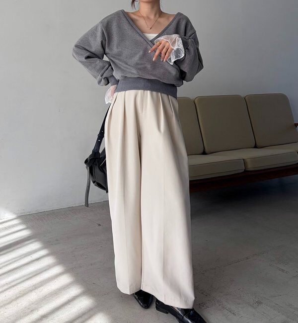  「【前後2WAY】カシュクール袖レーススウェット」|Tシャツ・カットソー|