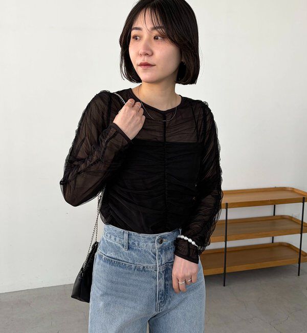  「チュールギャザーブラウス」|シャツ・ブラウス|