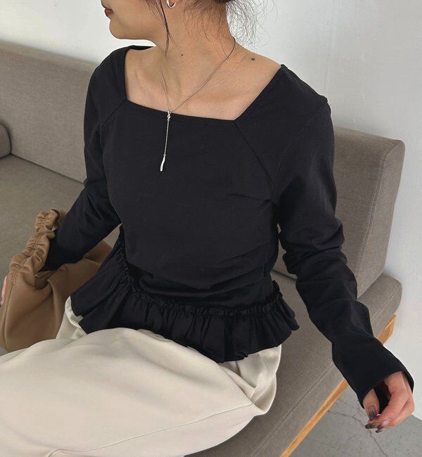  「【前後2WAY】アシメフリルロンT」|Tシャツ・カットソー|