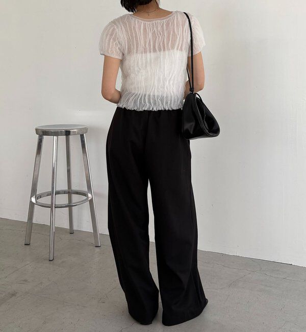  「シャーリング半袖カーディガン」|カーディガン|