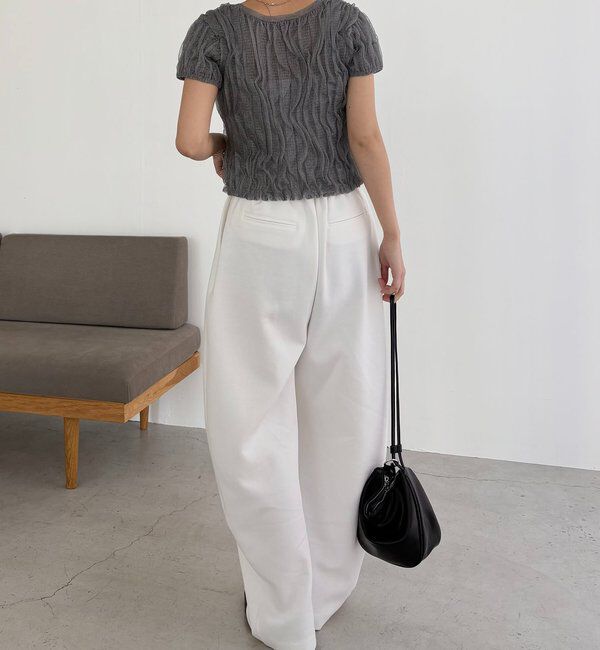  「シャーリング半袖カーディガン」|カーディガン|