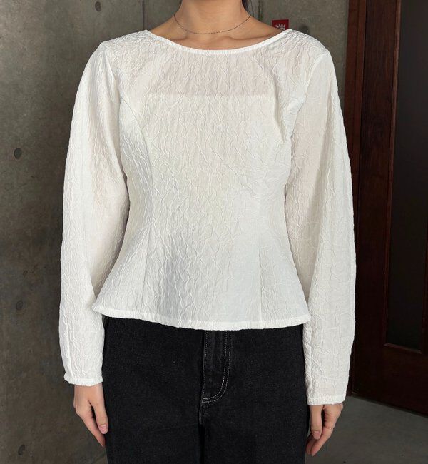  「ジャガードバックリボンペプラムブラウス」|シャツ・ブラウス|