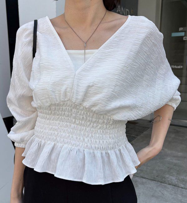  「ウエストマークVネックブラウス」|シャツ・ブラウス|