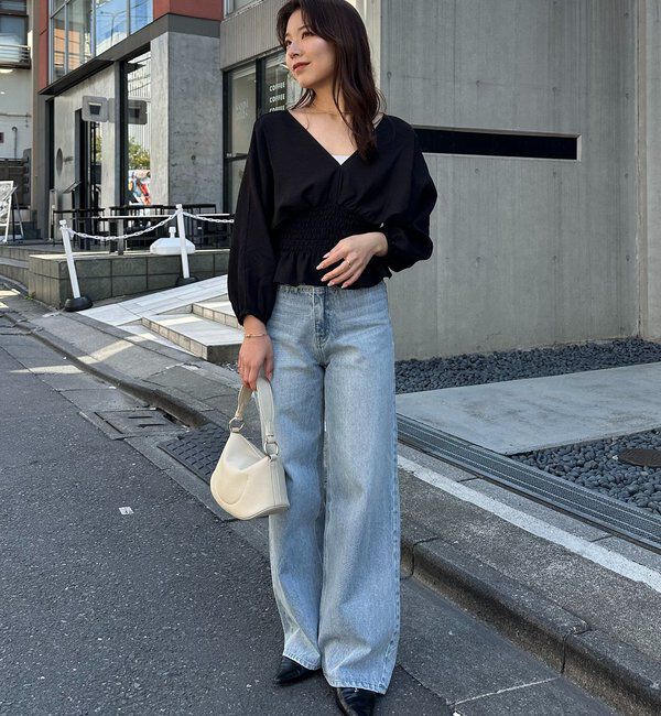  「ウエストマークVネックブラウス」|シャツ・ブラウス|