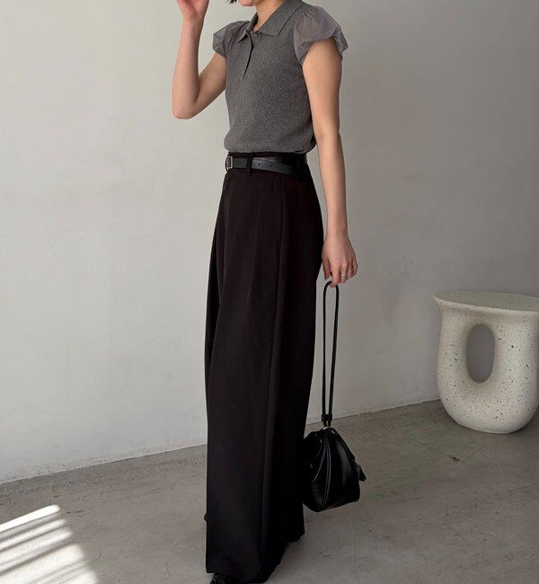  「ミニバルーンスリーブポロニット」|ニット・セーター|