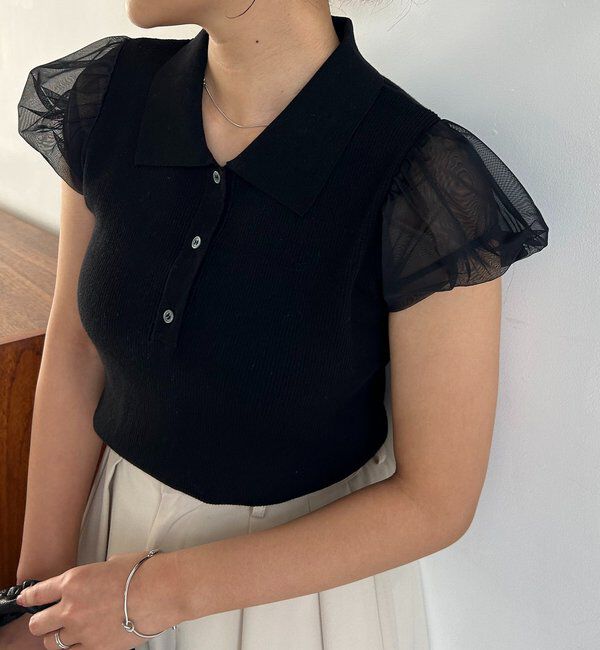  「ミニバルーンスリーブポロニット」|ニット・セーター|