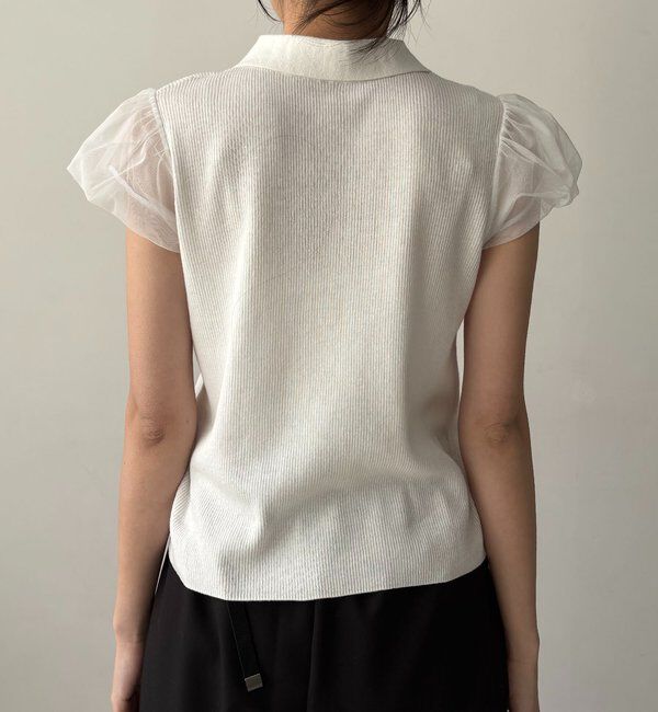  「ミニバルーンスリーブポロニット」|ニット・セーター|