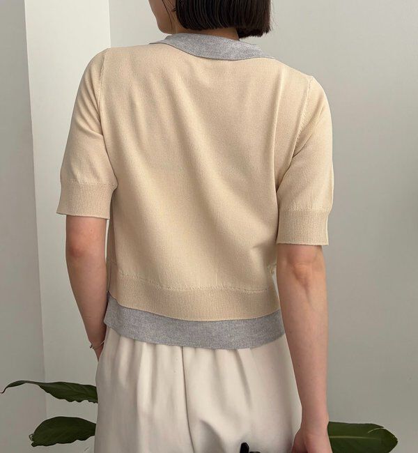 「半袖レイヤードポロニットカーディガン」|カーディガン|