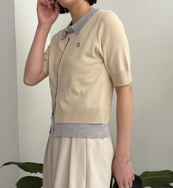  「半袖レイヤードポロニットカーディガン」|カーディガン|