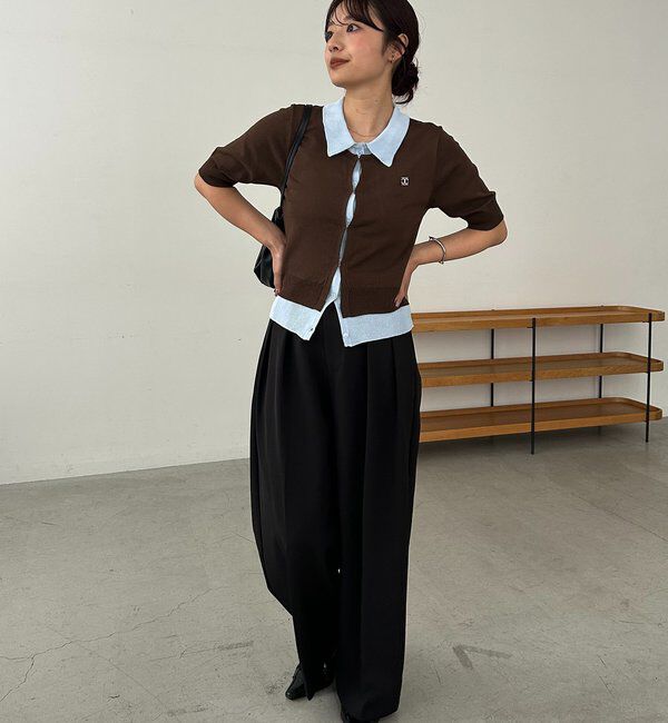  「半袖レイヤードポロニットカーディガン」|カーディガン|