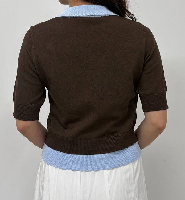  「半袖レイヤードポロニットカーディガン」|カーディガン|