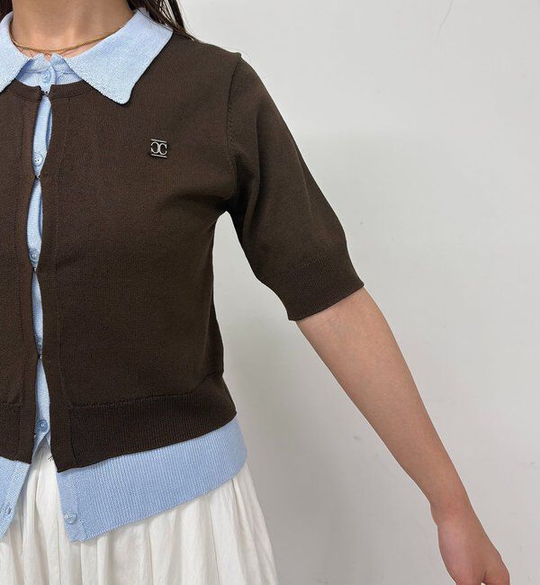  「半袖レイヤードポロニットカーディガン」|カーディガン|