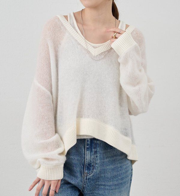  「レイヤードシアーニット」|ニット・セーター|オフホワイト