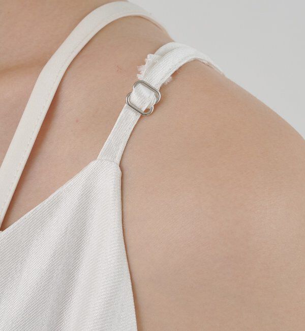  「裾レース切替サテンキャミワンピース」|ワンピース|