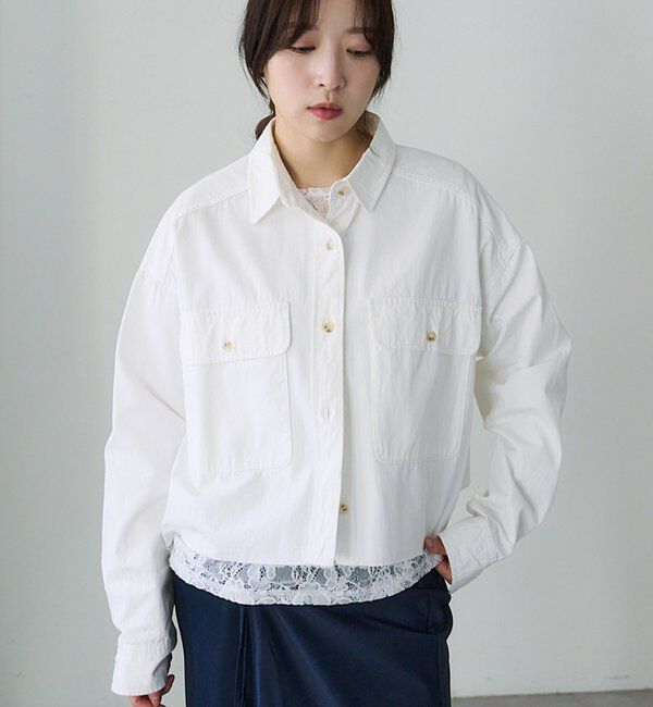  「デニムオーバーショートシャツ」|シャツ・ブラウス|ホワイト