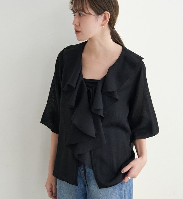  「フリルカラーブラウス」|シャツ・ブラウス|ブラック