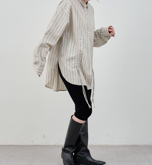  「ストライプギャザーブラウス」|シャツ・ブラウス|