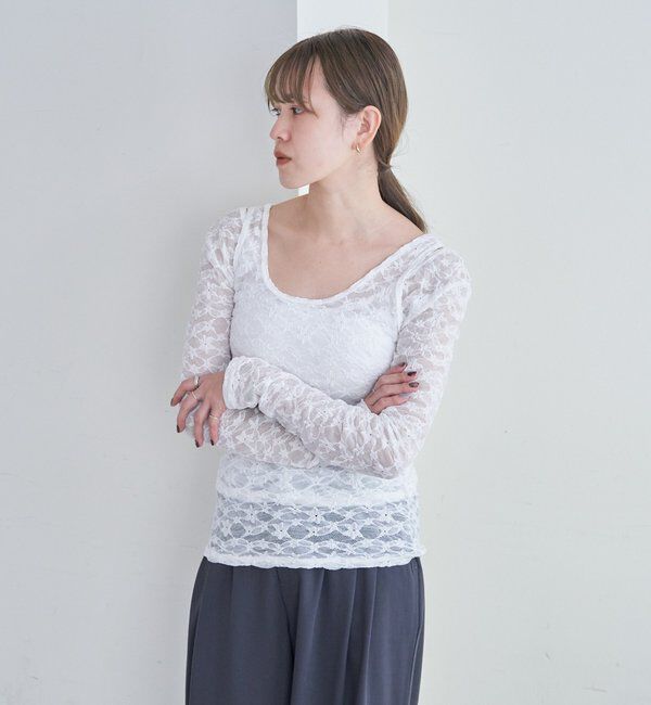  「レースレイヤードカットソー」|Tシャツ・カットソー|