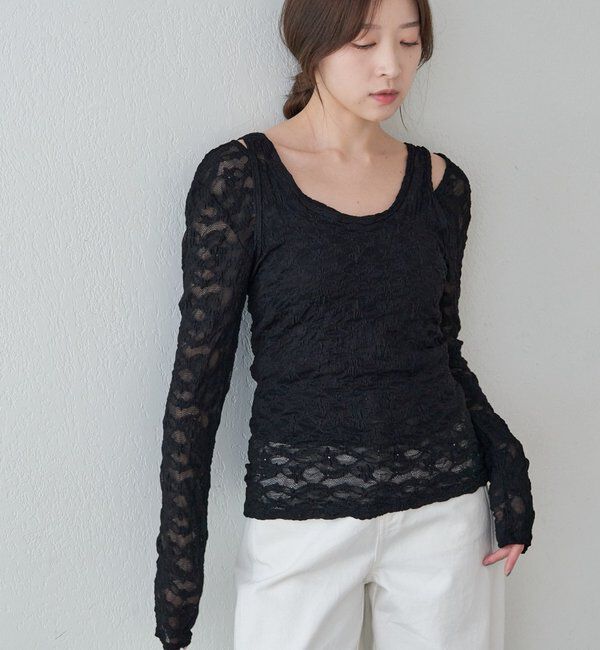  「レースレイヤードカットソー」|Tシャツ・カットソー|
