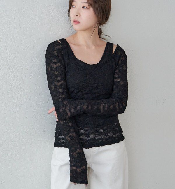  「レースレイヤードカットソー」|Tシャツ・カットソー|