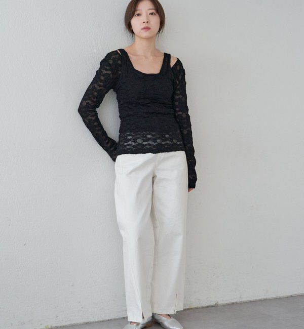  「レースレイヤードカットソー」|Tシャツ・カットソー|