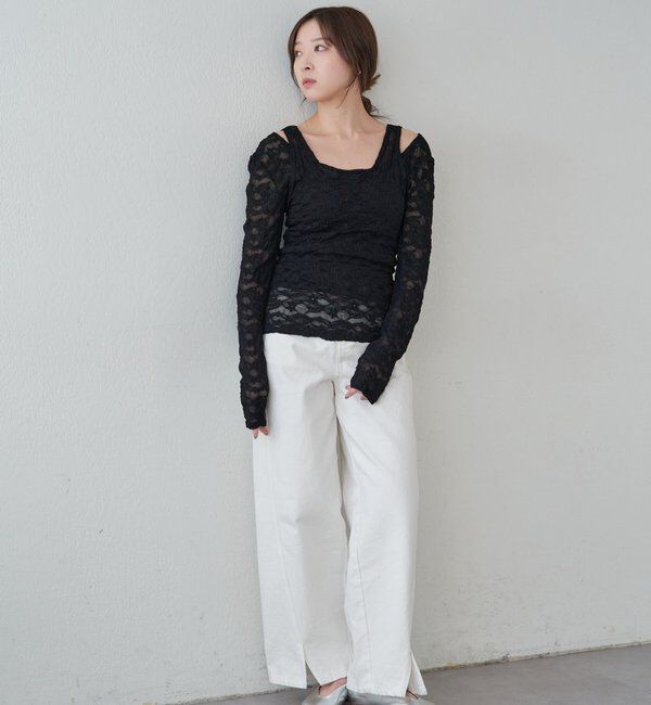  「レースレイヤードカットソー」|Tシャツ・カットソー|