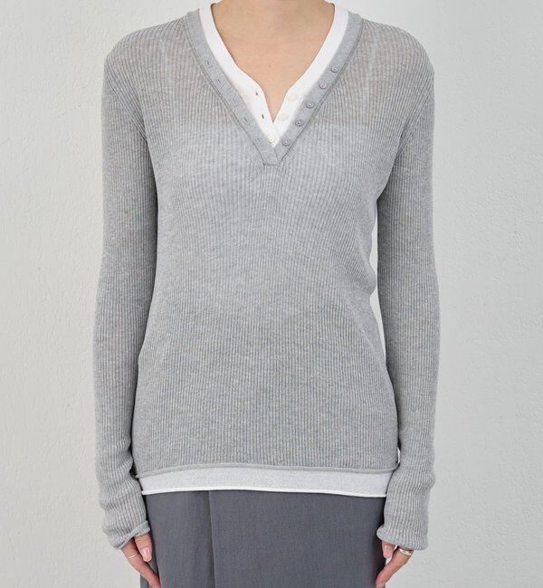  「ヘンリーネックレイヤードニット」|ニット・セーター|