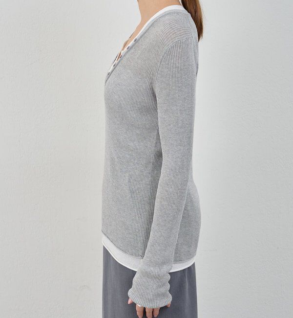  「ヘンリーネックレイヤードニット」|ニット・セーター|