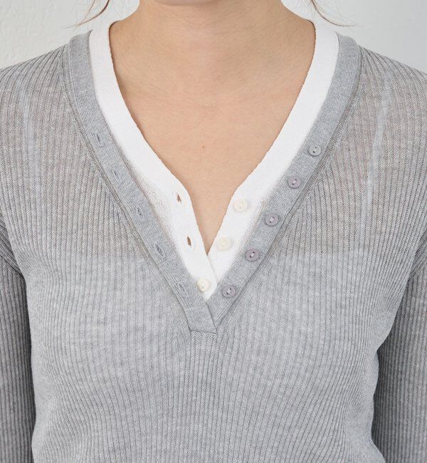  「ヘンリーネックレイヤードニット」|ニット・セーター|