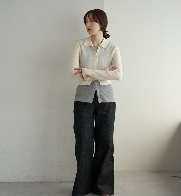  「シアー襟付きニット＆タンクSET」|カーディガン|