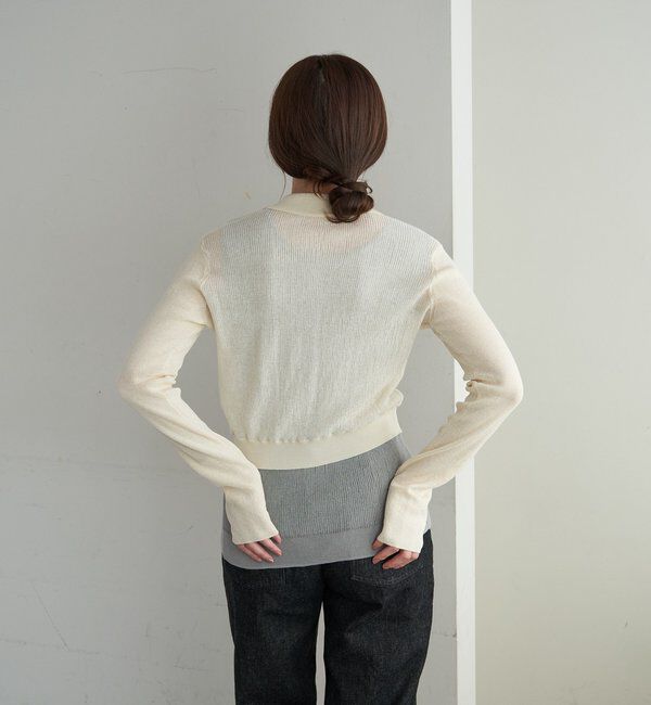  「シアー襟付きニット＆タンクSET」|カーディガン|