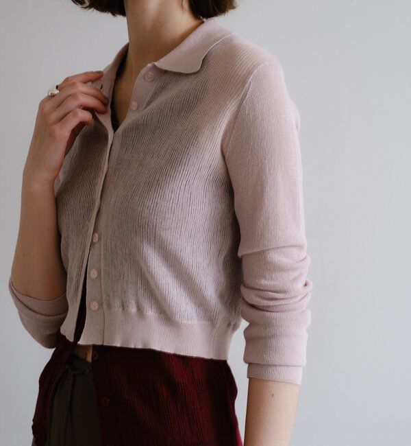  「シアー襟付きニット＆タンクSET」|カーディガン|