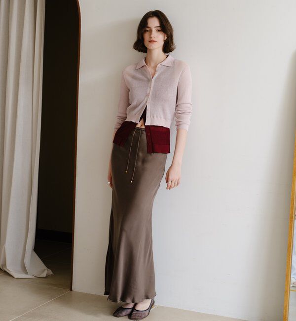  「シアー襟付きニット＆タンクSET」|カーディガン|