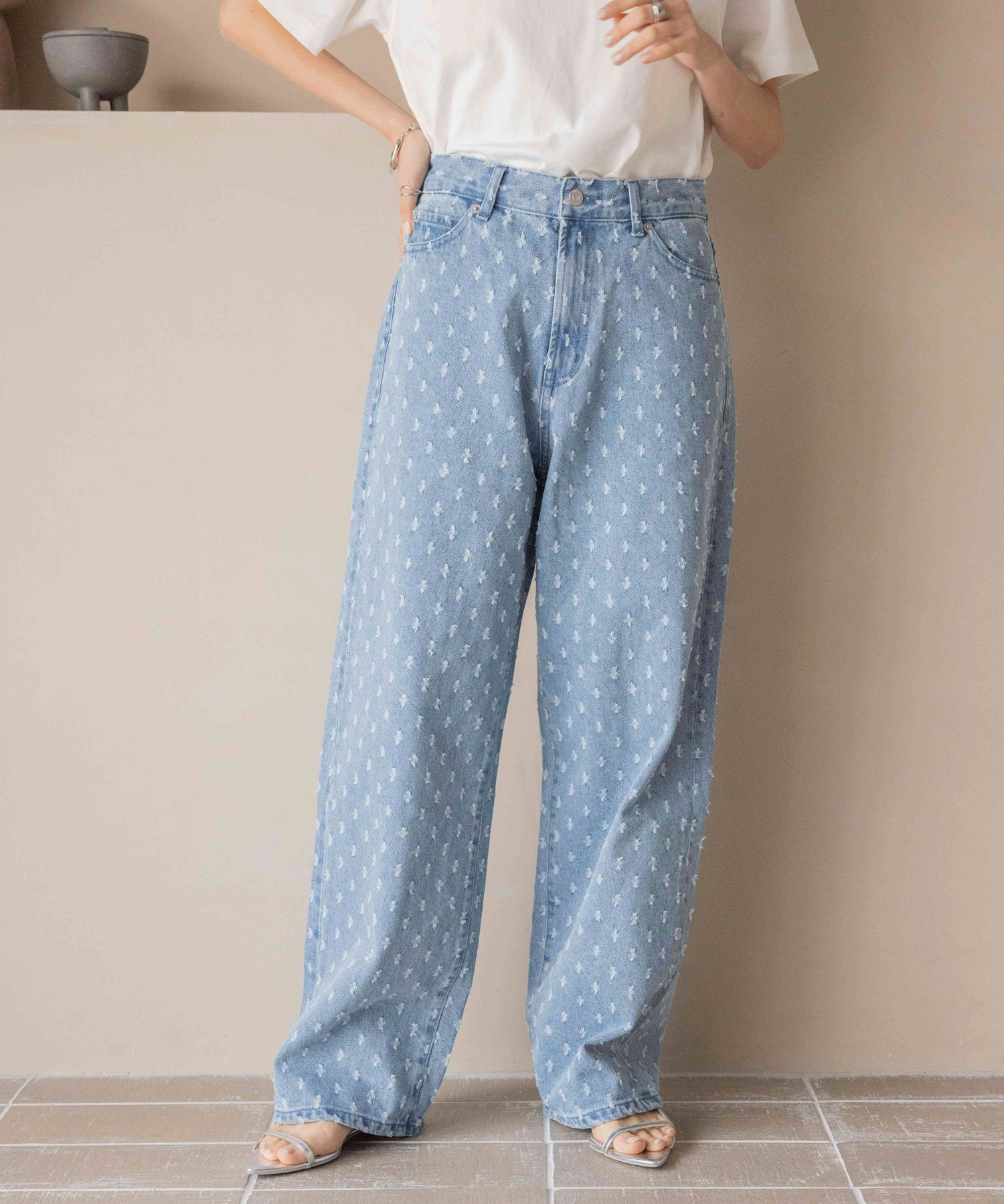 LOWRYS FARM「ワイドストレートデニムパンツ」|デニム|ｱﾅｱｷ