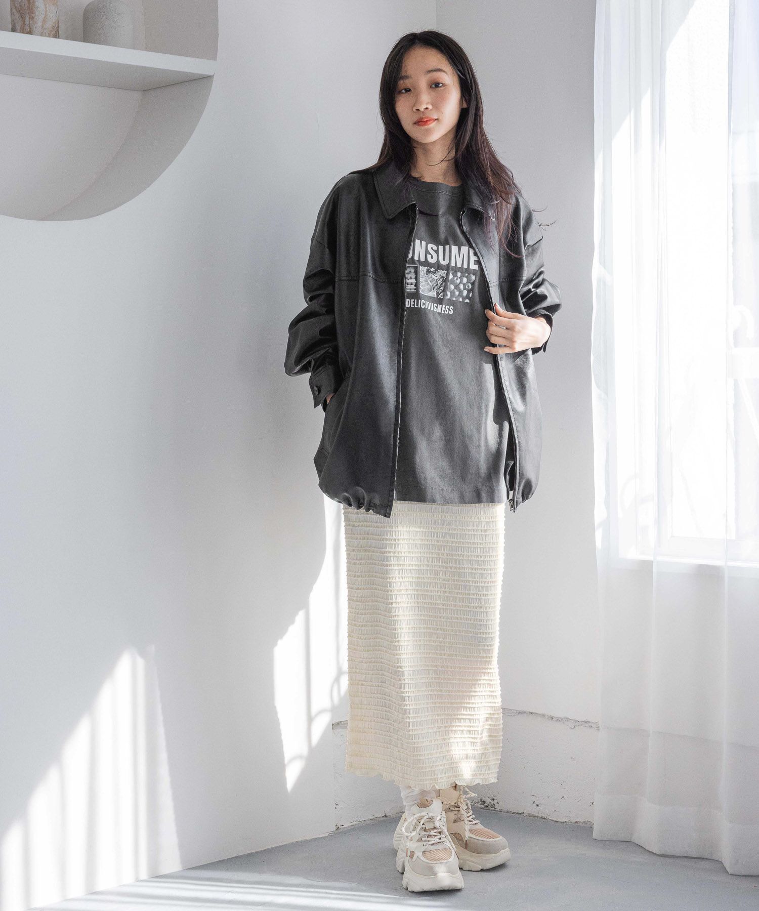 LOWRYS FARM「レザードロストＺＩＰブルゾン」|ブルゾン・スタジャン|