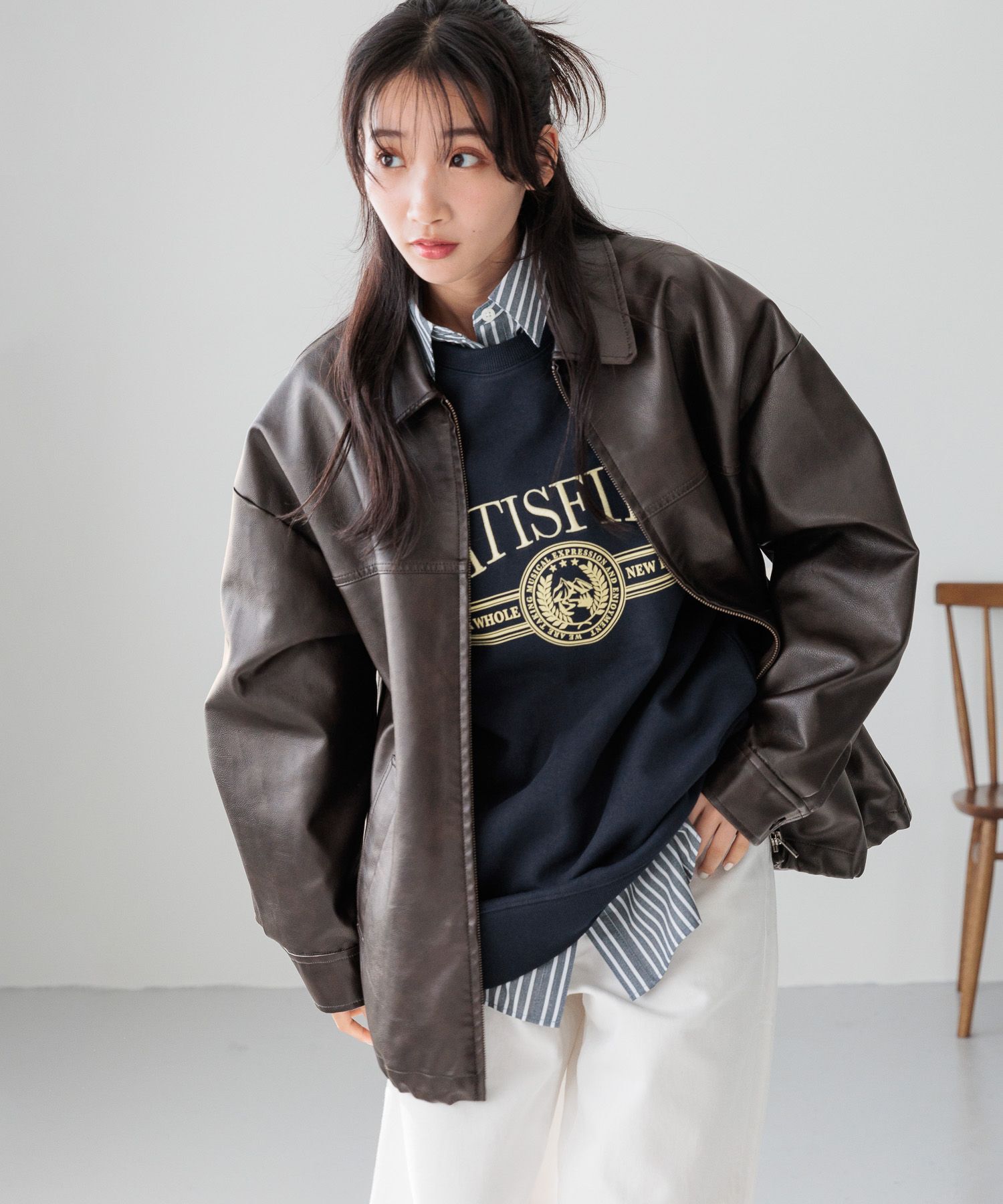 LOWRYS FARM「レザードロストＺＩＰブルゾン」|ブルゾン・スタジャン|