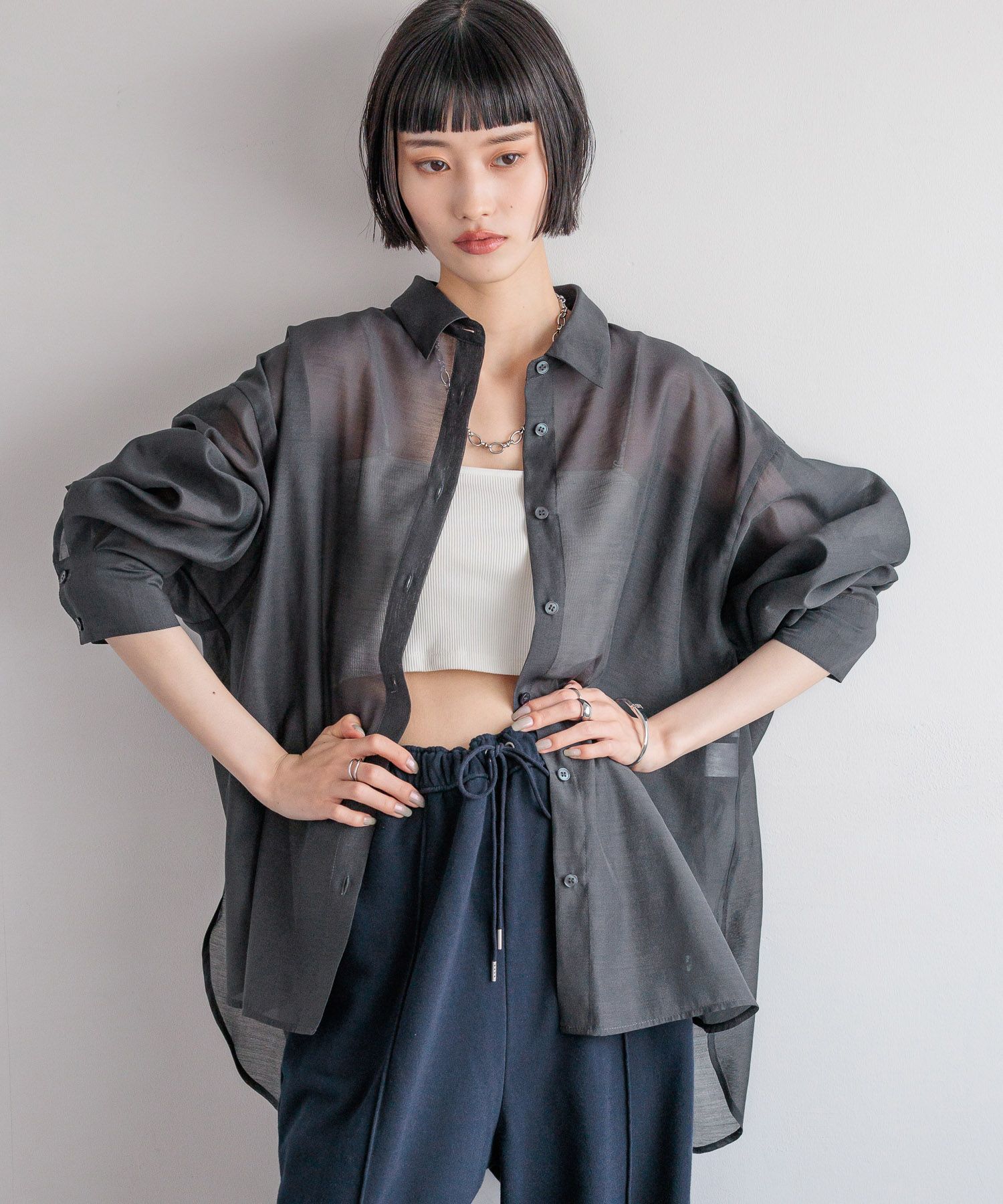 LOWRYS FARM「ｼｱｰｼｬﾂLS*」|シャツ・ブラウス|GRY8