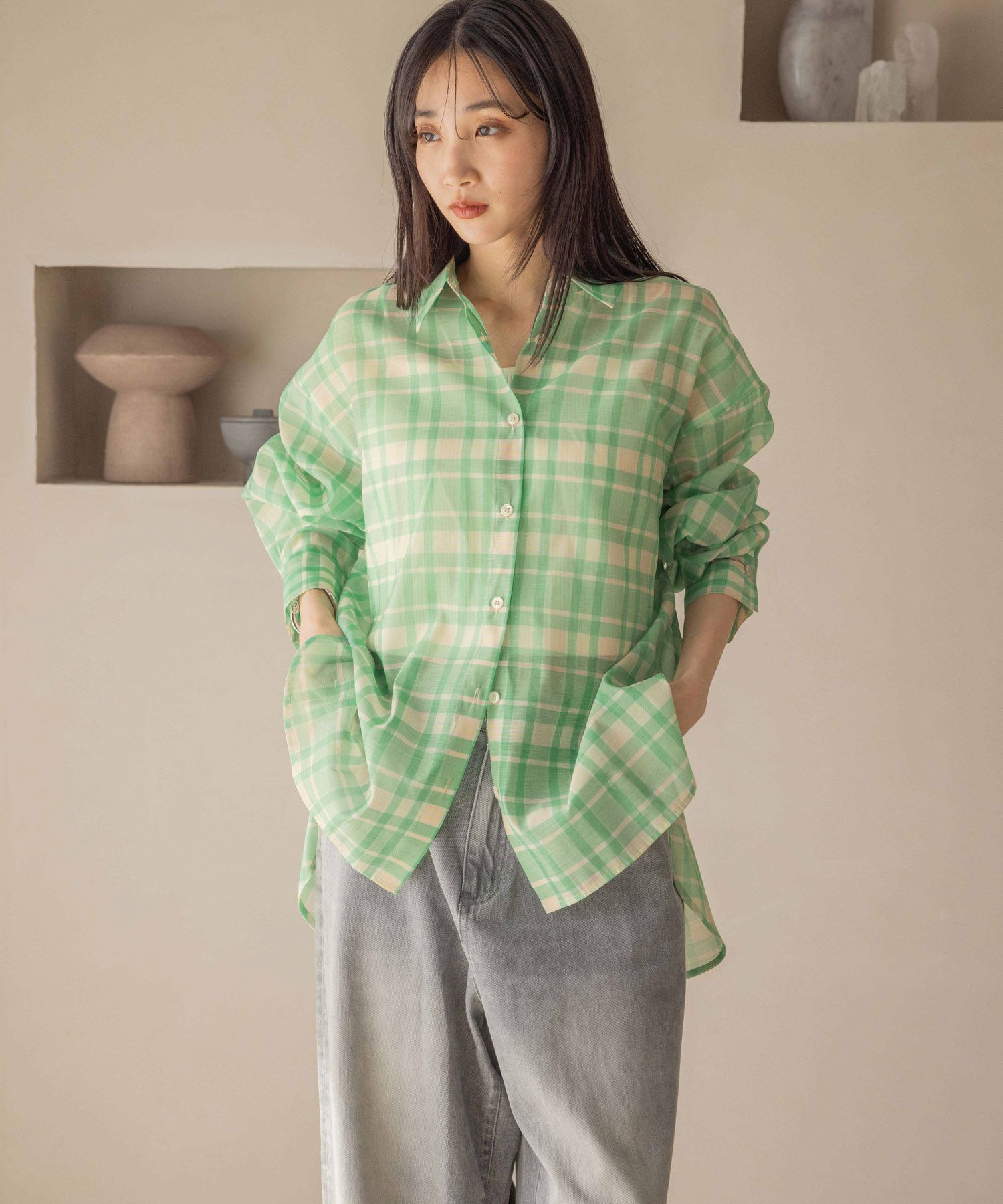 LOWRYS FARM「ｼｱｰｼｬﾂLS*」|シャツ・ブラウス|ﾁｪｯｸ