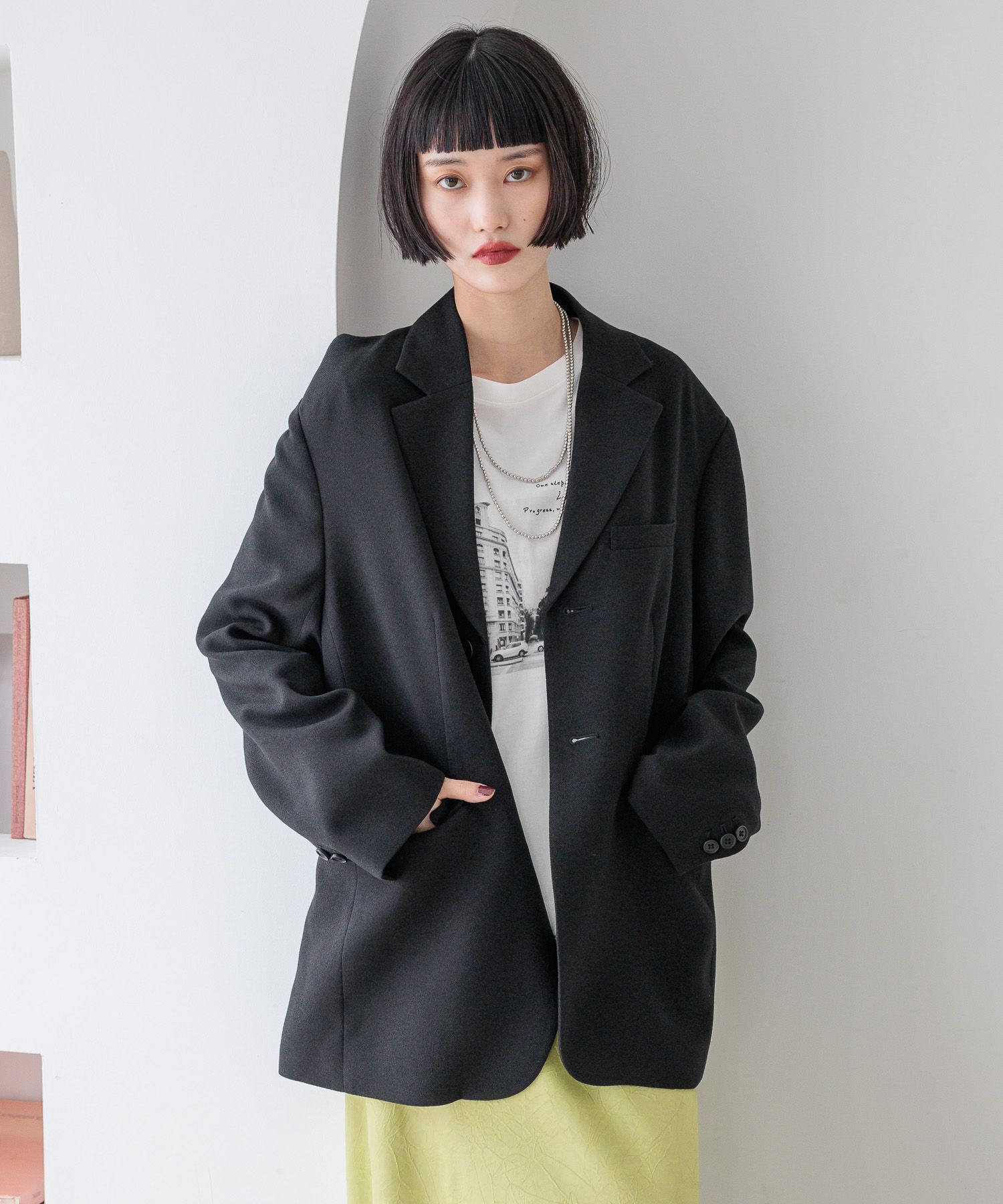 LOWRYS FARM「ＴＲシングルジャケット」|テーラードジャケット|BLK