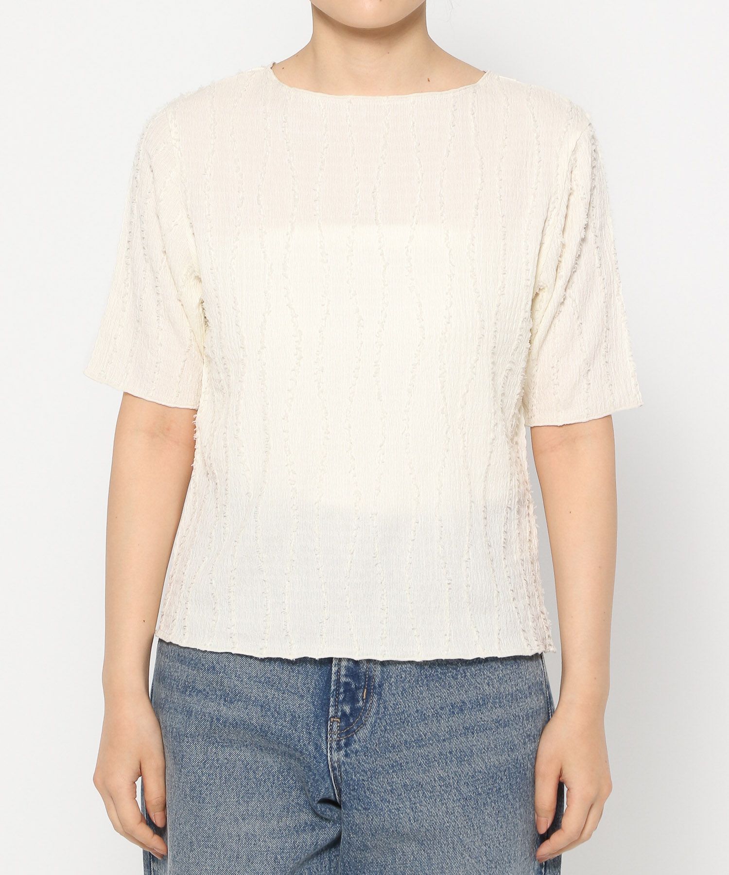 LOWRYS FARM「ジャガードフリンジ５Ｓ」|Tシャツ・カットソー|