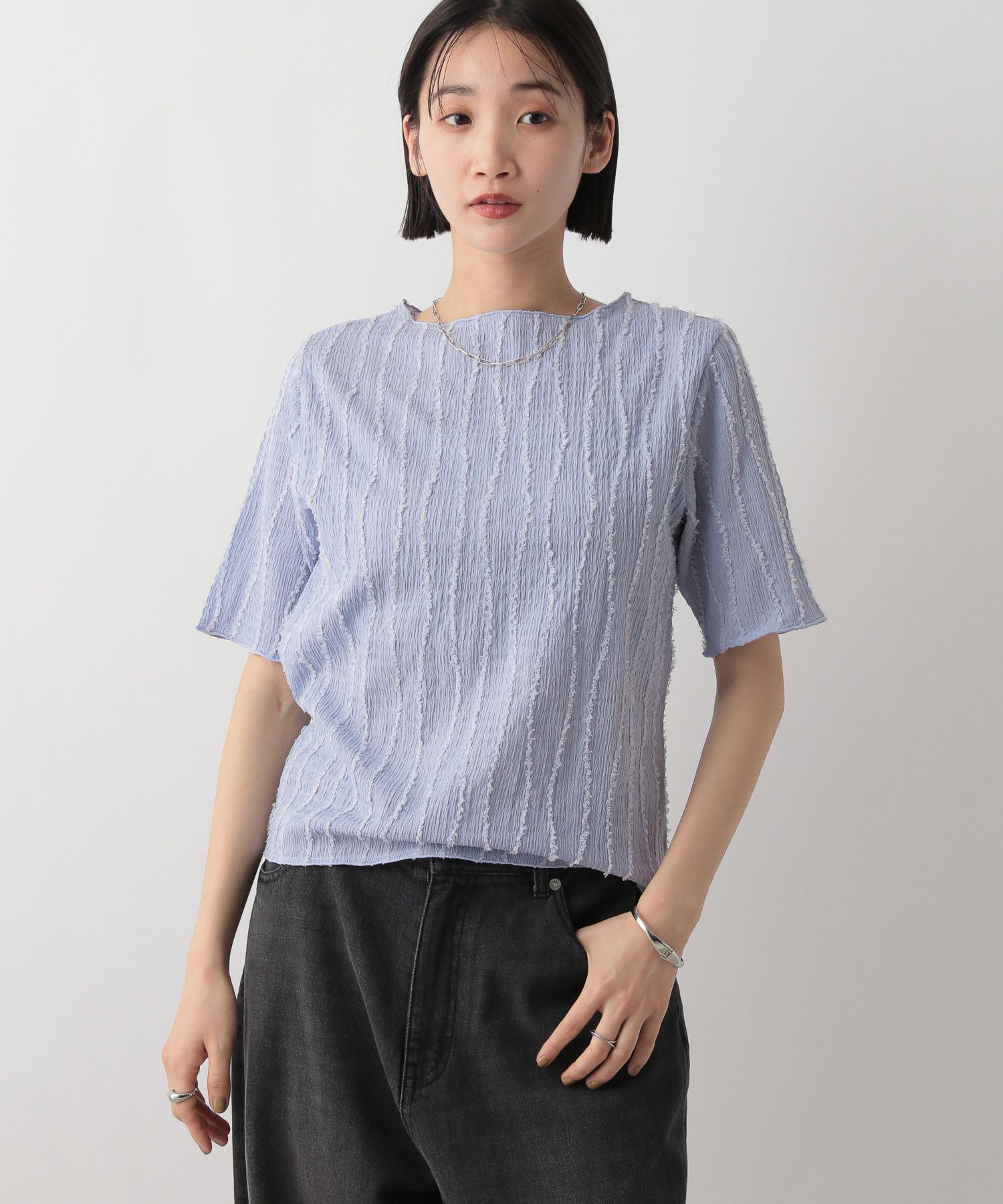 LOWRYS FARM「ジャガードフリンジ５Ｓ」|Tシャツ・カットソー|BLU2