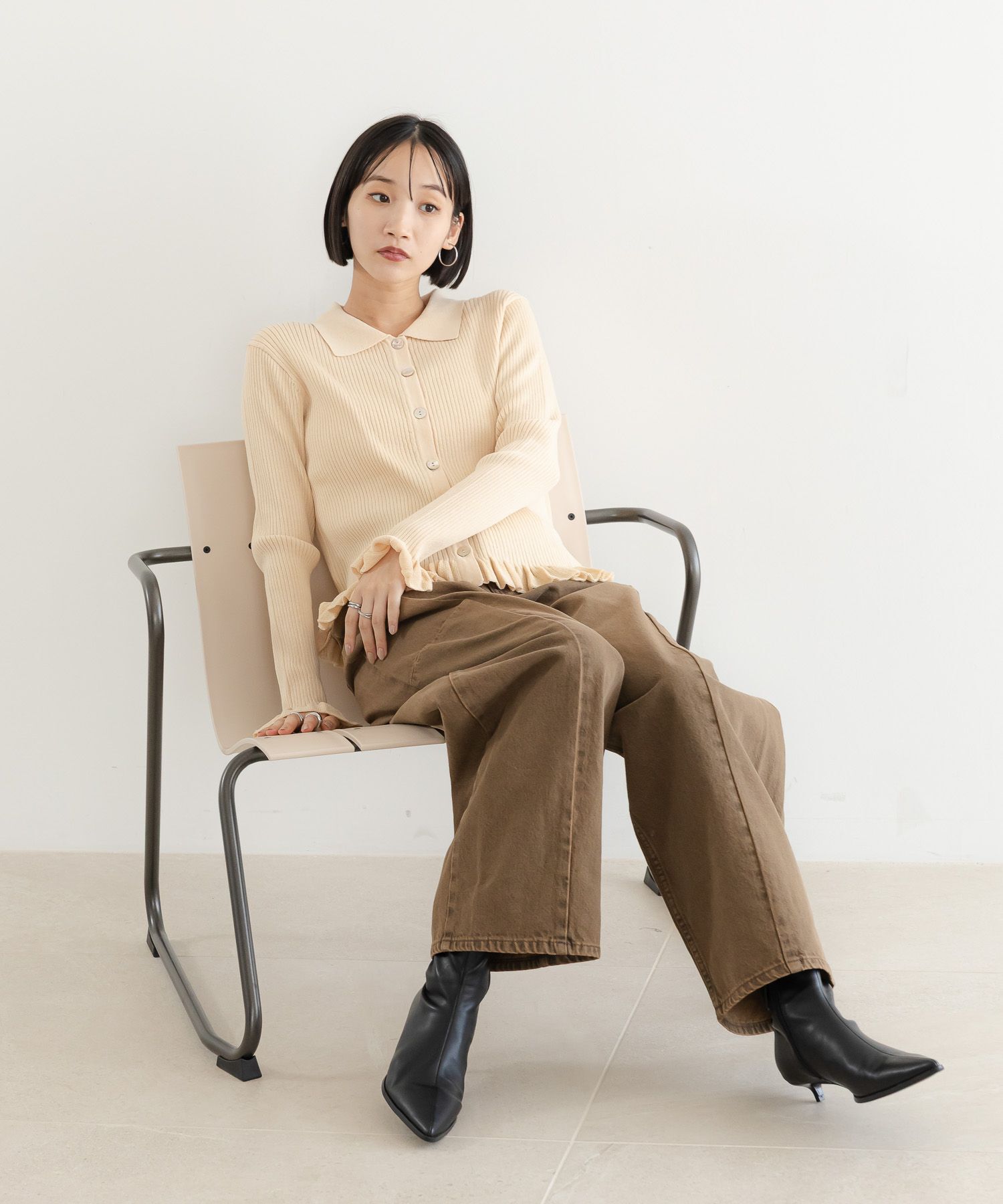 LOWRYS FARM「スソフリルカーディガンＬＳ」|ニット・セーター|