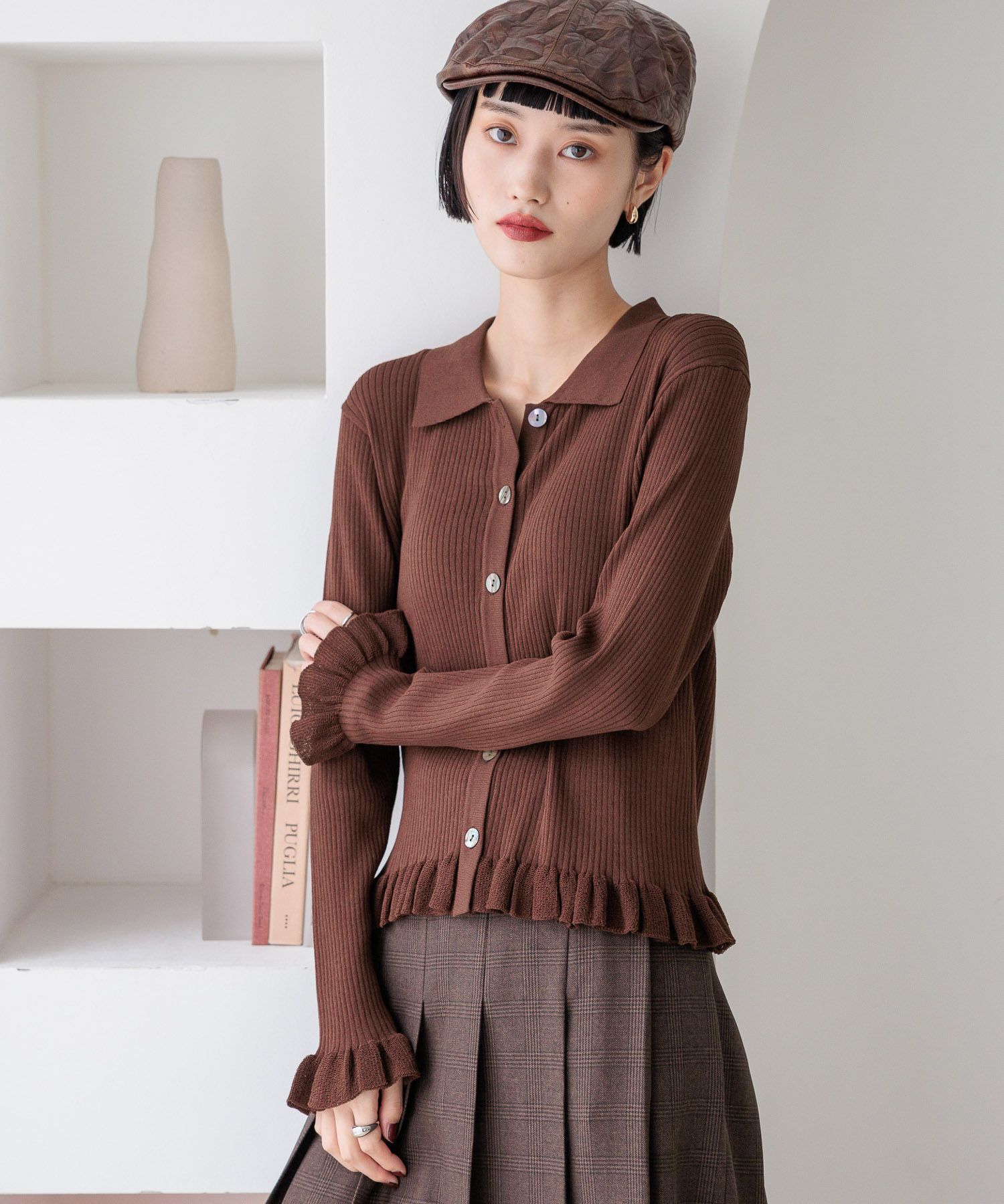 LOWRYS FARM「スソフリルカーディガンＬＳ」|ニット・セーター|