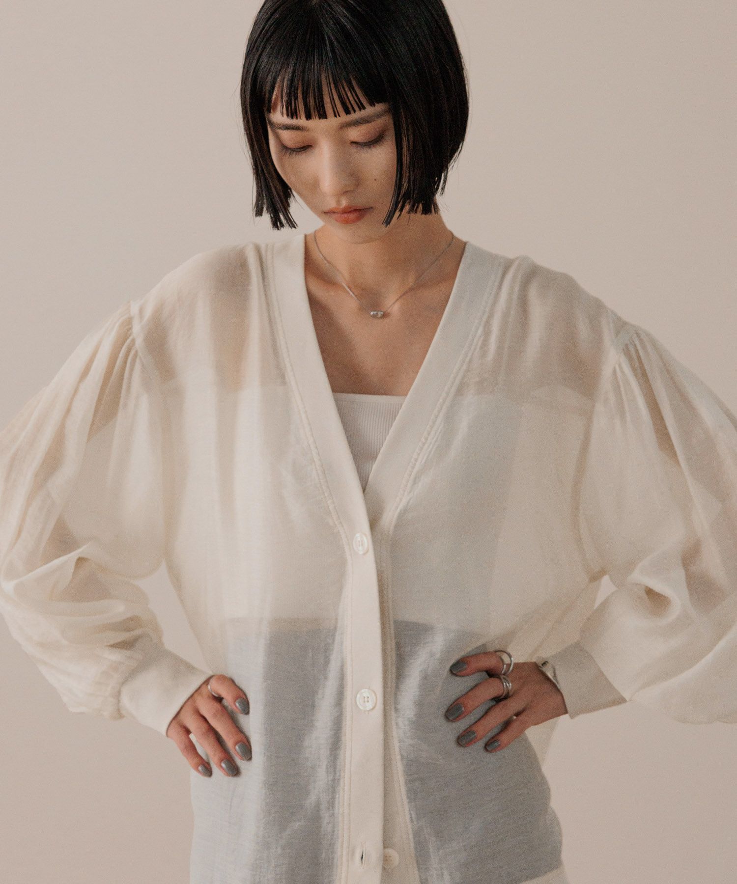 LOWRYS FARM「シアーシャツカーディガンＬＳ」|シャツ・ブラウス|