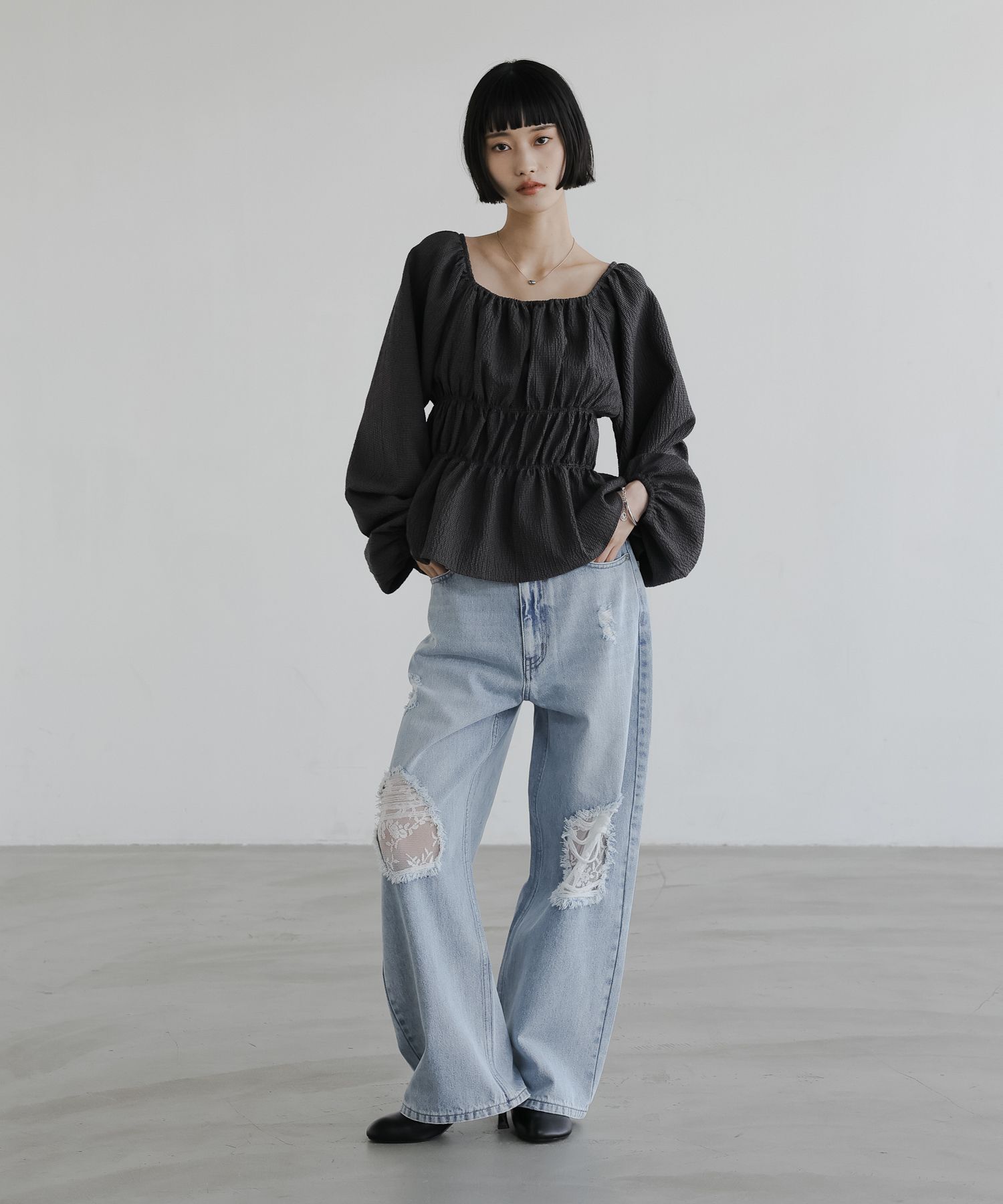 LOWRYS FARM「レースデニム」|デニム|